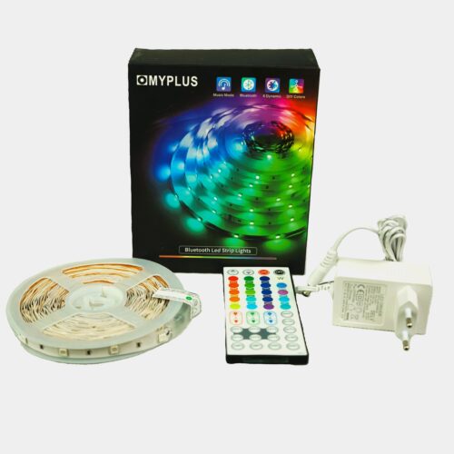 Tira LED MYPLUS, Bluetooth, 5 m/10 m, con control por app, banda de iluminación LED, con sincronización de música y función de temporizador.